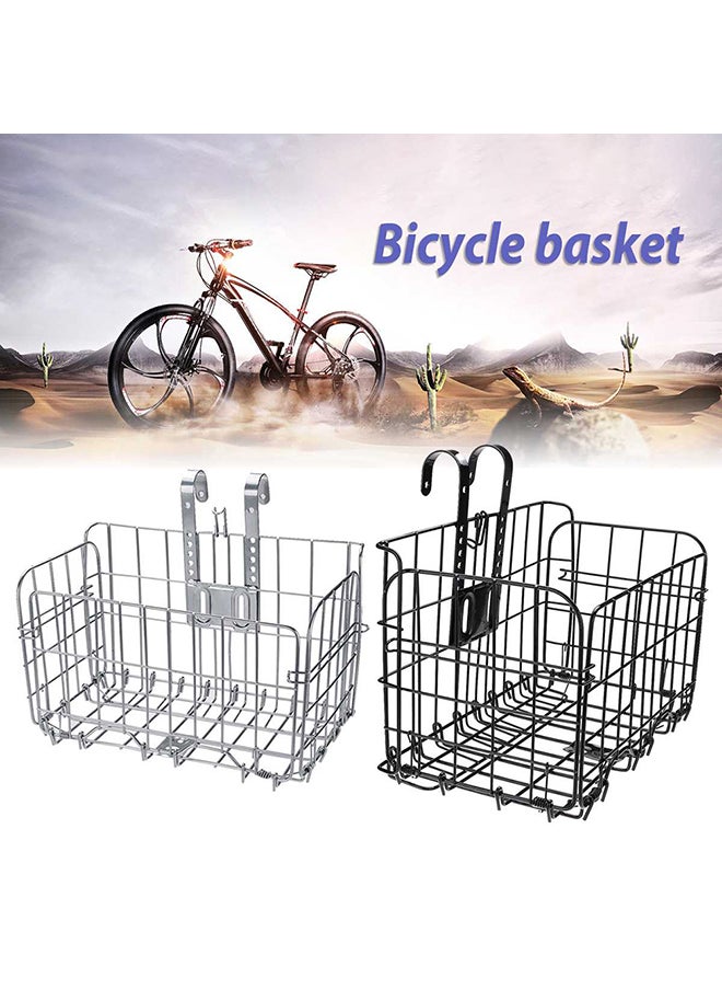 Metal Bike Bicycle Front Basket Foldable Handlebar Thick Iron Cycling Container 35x34x5cm