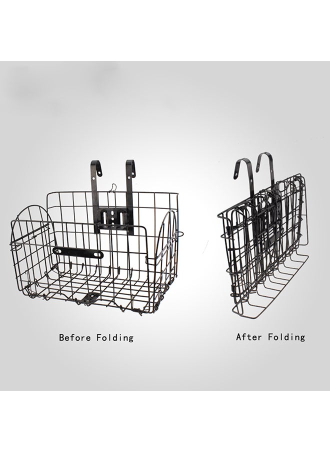 Metal Bike Bicycle Front Basket Foldable Handlebar Thick Iron Cycling Container 35x34x5cm