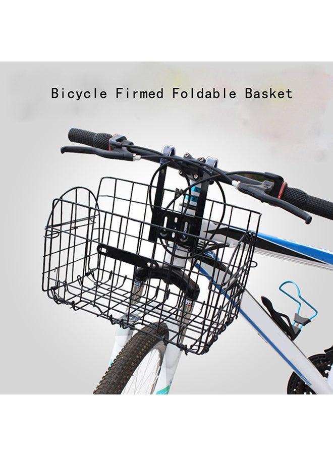 Metal Bike Bicycle Front Basket Foldable Handlebar Thick Iron Cycling Container 35x34x5cm