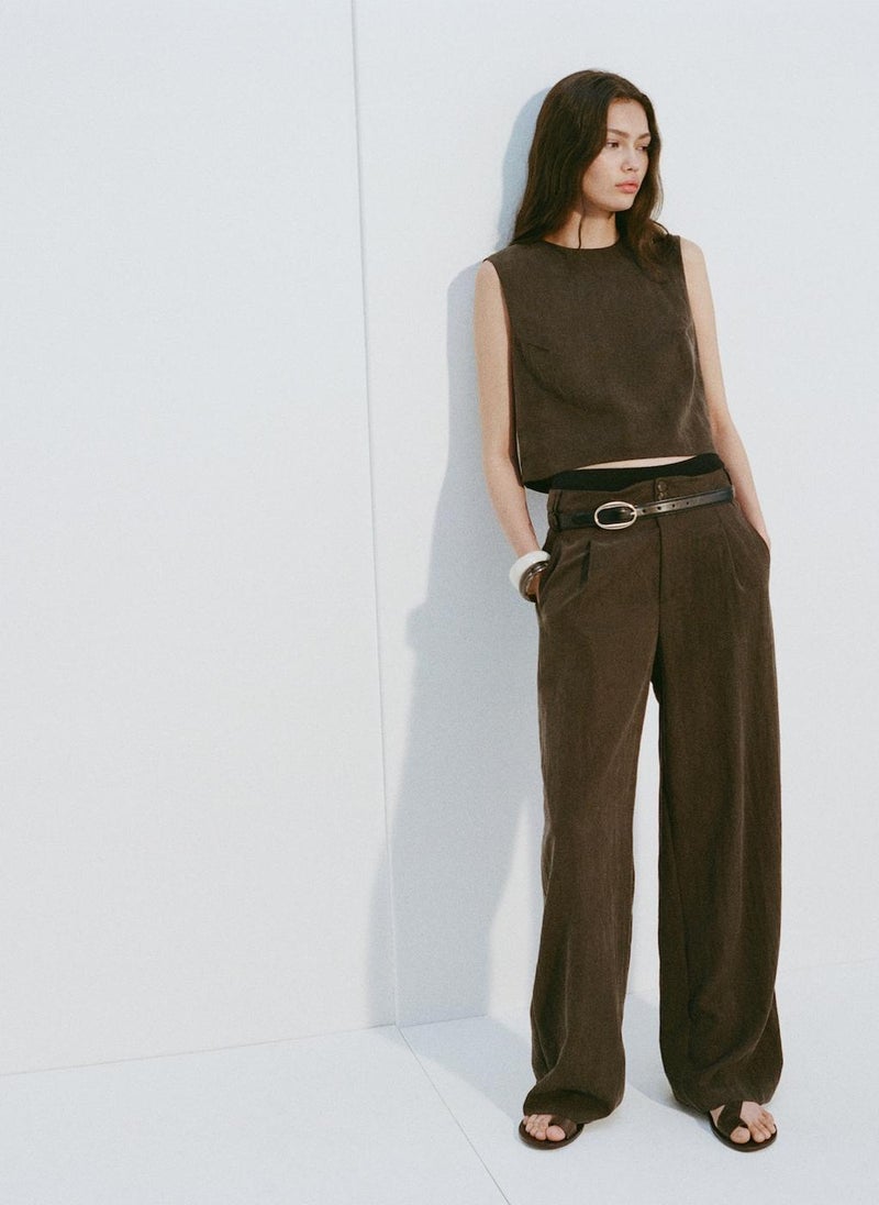 Straight-Fit Lyocell Trousers With Pleats