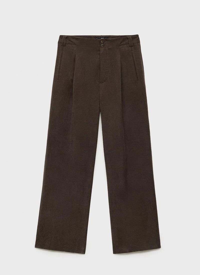 Straight-Fit Lyocell Trousers With Pleats