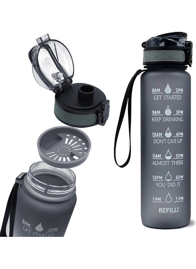 Sports Water Bottle with Time Marker BPA Free u0026 Leak proof Portable Reusable Drinking Kettle  Fitness Sport 1L Water Jug for Men   Women Kids Student to Camping Office School Gym Workout 29.5*5*