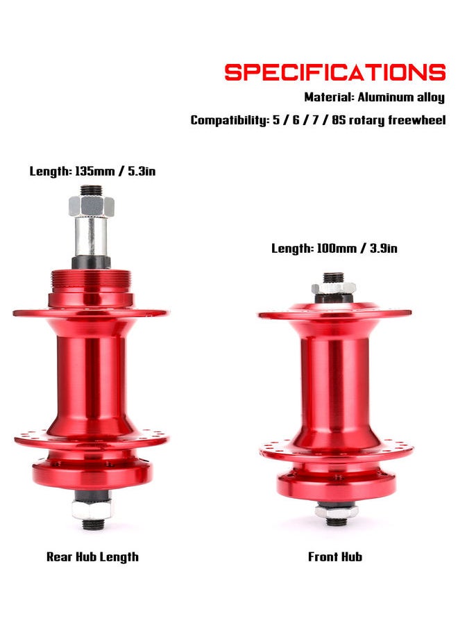 Bicycle Mountain Bike Aluminum Alloy Disc Brake MTB Casette Bearing Hub 36H Front Rear Hub Set Bicycle Hubs 36 Holes Hub Bicycle Hubs 0.717kg