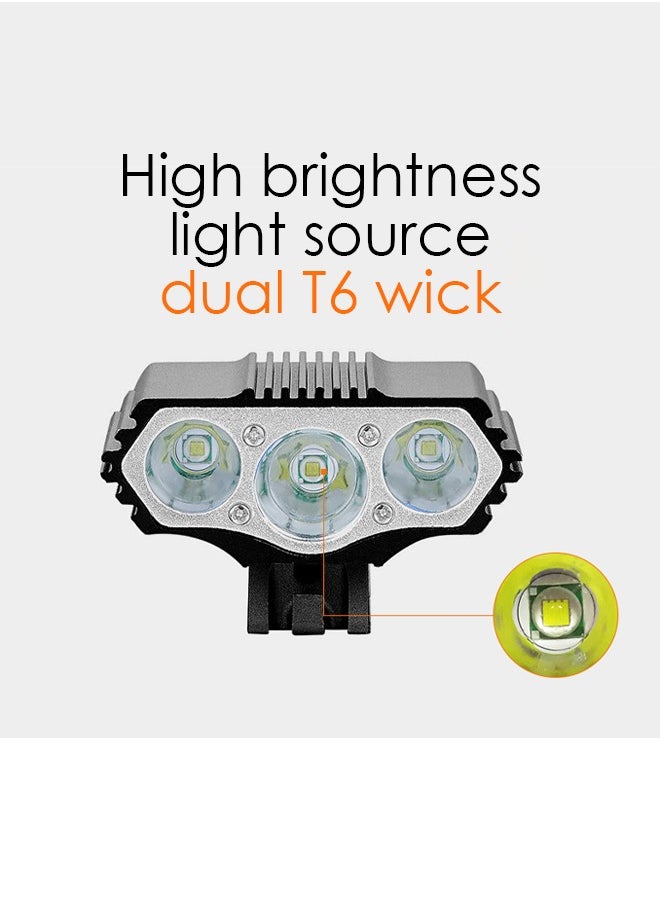 Bicycle Rechargeable Front Light, Bike Light, 3LED USB Rechargeable Headlight, Waterproof Front Lights and Rear LED Bicycle Light Set with Power Bank Horn Phone Holder Fits All Bicycles Cycling Road