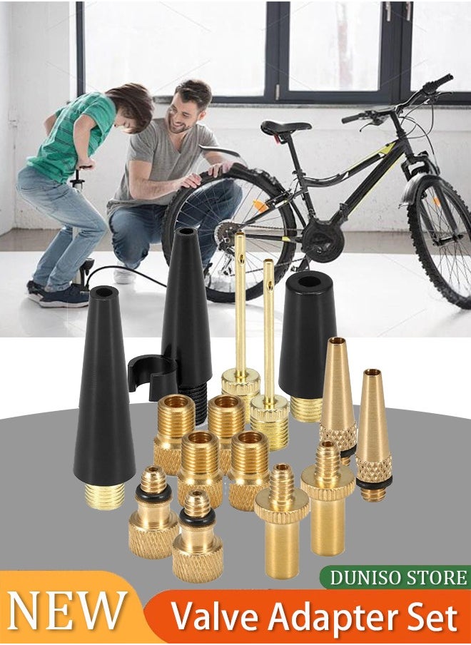 15-Piece Bike Valve Adapter Set,15 Packs Bike Value Adapter Kit, Portable Bicycle Pump Adapter for DV SV AV Kit Inflator Adapter Set for Bikes Tire Inflator Air Pump Compressor