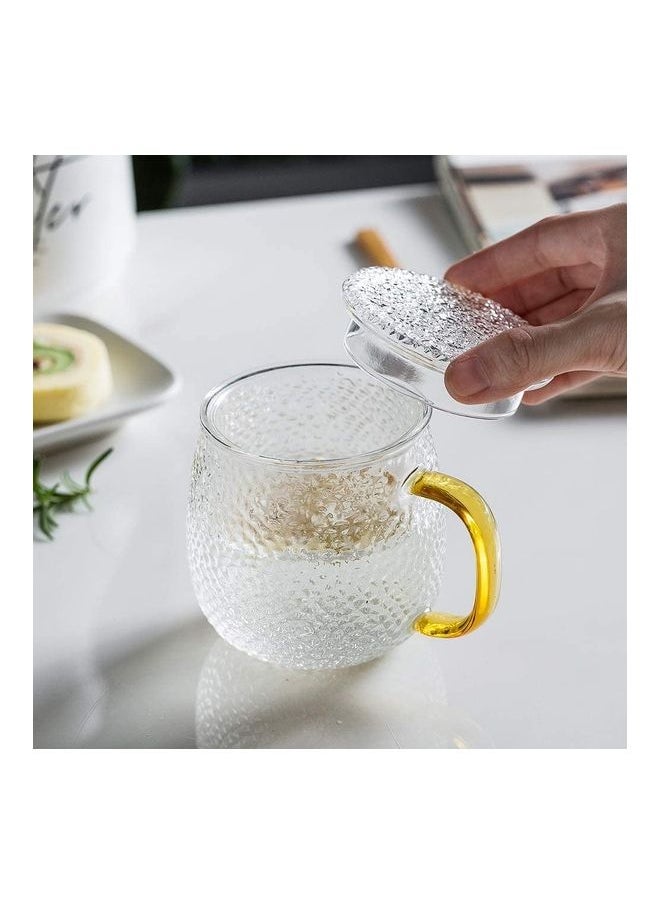 Infuser Tea Cup With Glass Strainer And Lid Clear/Gold 3.54x1.77inch