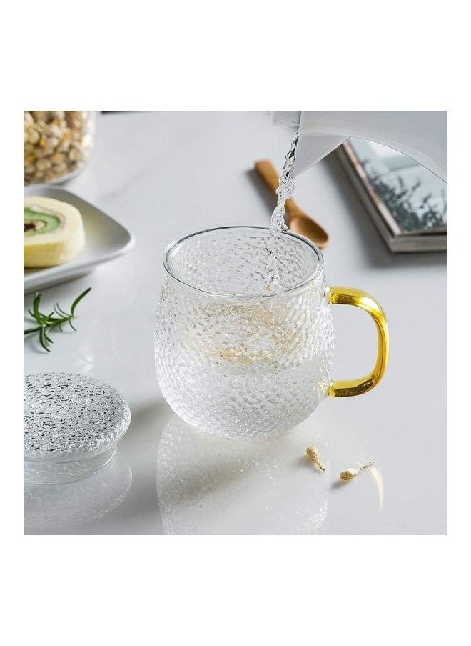 Infuser Tea Cup With Glass Strainer And Lid Clear/Gold 3.54x1.77inch