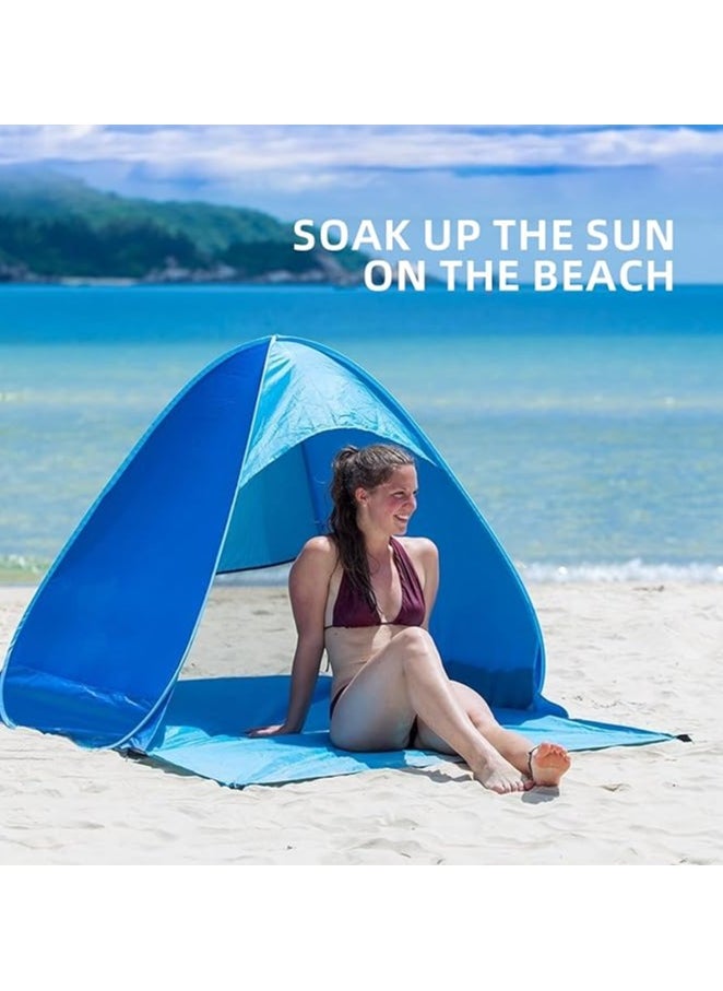 Pop Up Beach Tent – UPF 50+ UV Sun Protection Beach Shade Beach Tent Portable Sun Shelter with Carry Bag and Tent Stakes for Beach, Park, Camping