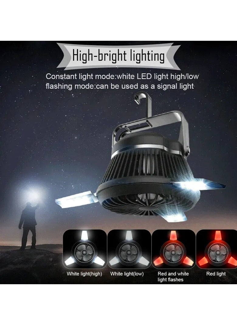 Solar Fan Lamp Mosquito Repellent Lamp For Camping,Solar Camping Fan, Outdoor Portable Fan, Personal Fan, Battery Operated Rechargeable Desk Cooling Fans with with LED Lantern, Power Bank, Timer for