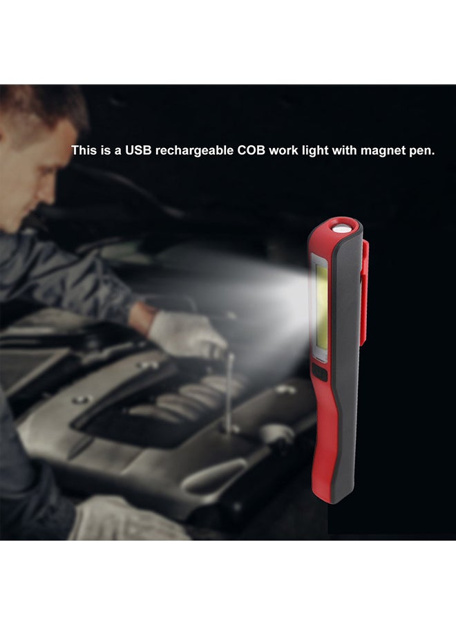 Portable USB Rechargeable COB LED Work Light Lamp Flashlight with Magnet Pen