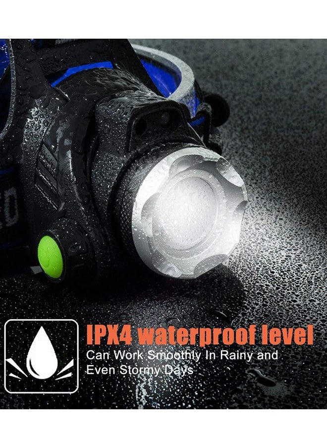 Super Bright Headlamp, USB Rechargeable Led Head Lamp, IPX4 Zoomable Waterproof Headlight with 3 Modes and Adjustable Headband for Camping, Hiking, Outdoors, Hunting, Running