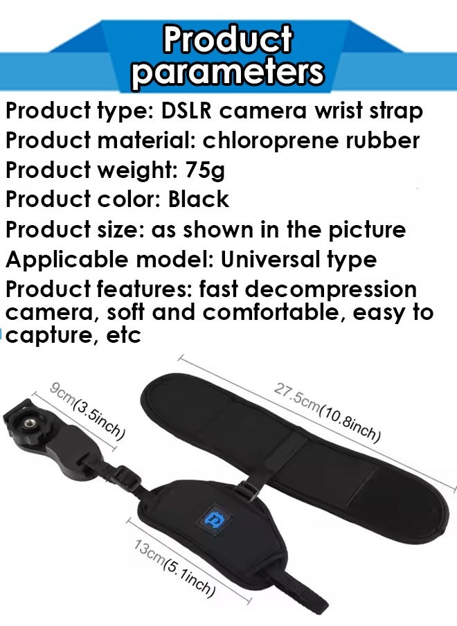 Camera Wrist Strap,Soft Hand Grip Wrist Strap With Belt, Padded Secure Grip for SLR/DSLR, Stylish and Comfortable Wrist Strap ,for Photographers, Rapid Fire Support,Diving camera wristband