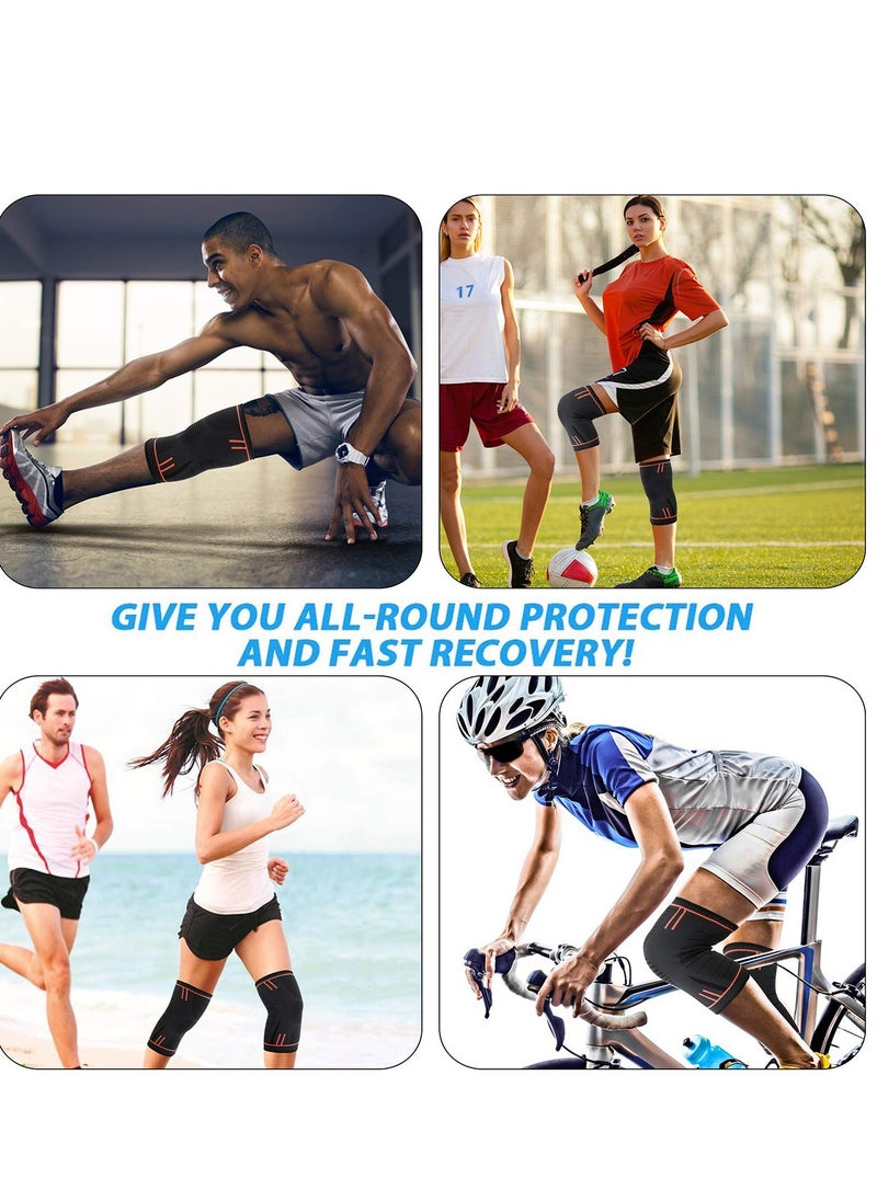 Knee Pads 2 Pack Silicone AntiSlip Sports Knee Pads 3D Support Relieve Arthritis Pain Joint Pain Tendonitis Meniscus Tear Suitable for Men's and Women's Basketball Running Fitness Squat Wear