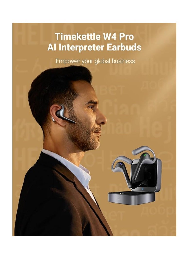 Timekettle W4 Pro AI Interpreter Earbuds,Bidirection Simultaneous Translation,Translator Device Supporting 40 Languages,Translator Earbuds for Call and Video Translation,APP Work with iOS and Android