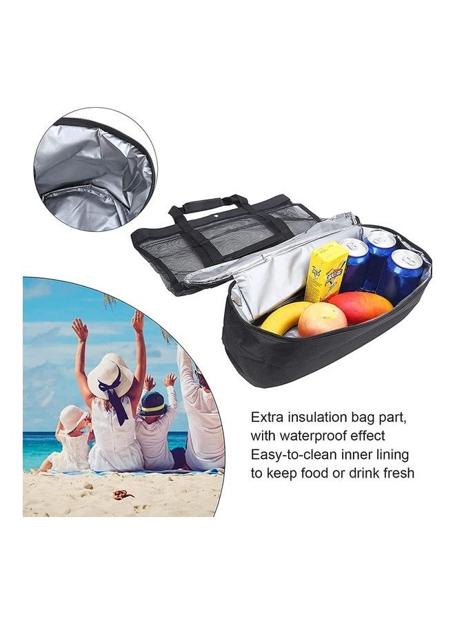 Mesh Beach and Picnic Tote Bag with Insulated Compartment