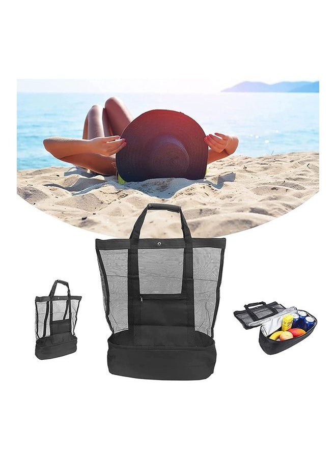 Mesh Beach and Picnic Tote Bag with Insulated Compartment