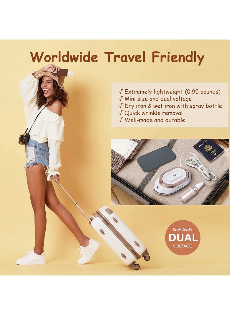Handheld Mini Electric Dry Iron 120V/220V Dual-voltage 30S Heat Non-steam Garment Irons for Clothes Portable Lightweight Travel