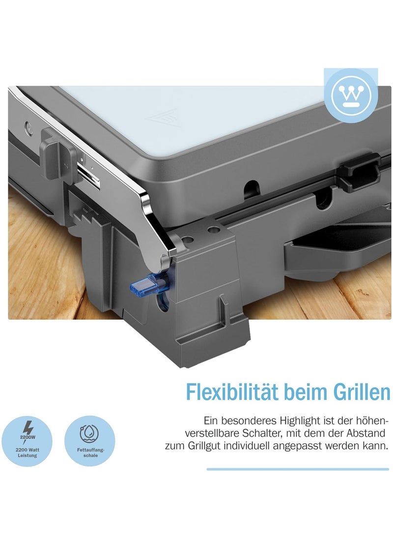 RetroContact Grill- 290 x 240 mm  - BLUE– Compact & Stylish Indoor Grill for Perfect Grilling