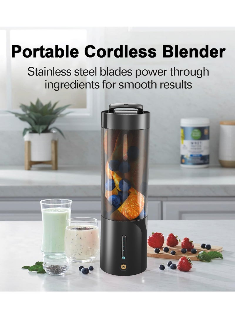 Portable Blender, Cordless Blender for Shakes and Smoothies with 16 Oz Cup and Leakproof Lid, Durable Stainless Steel Blades for Powerful Blending Performance, Magnetic Rechargeable, Black