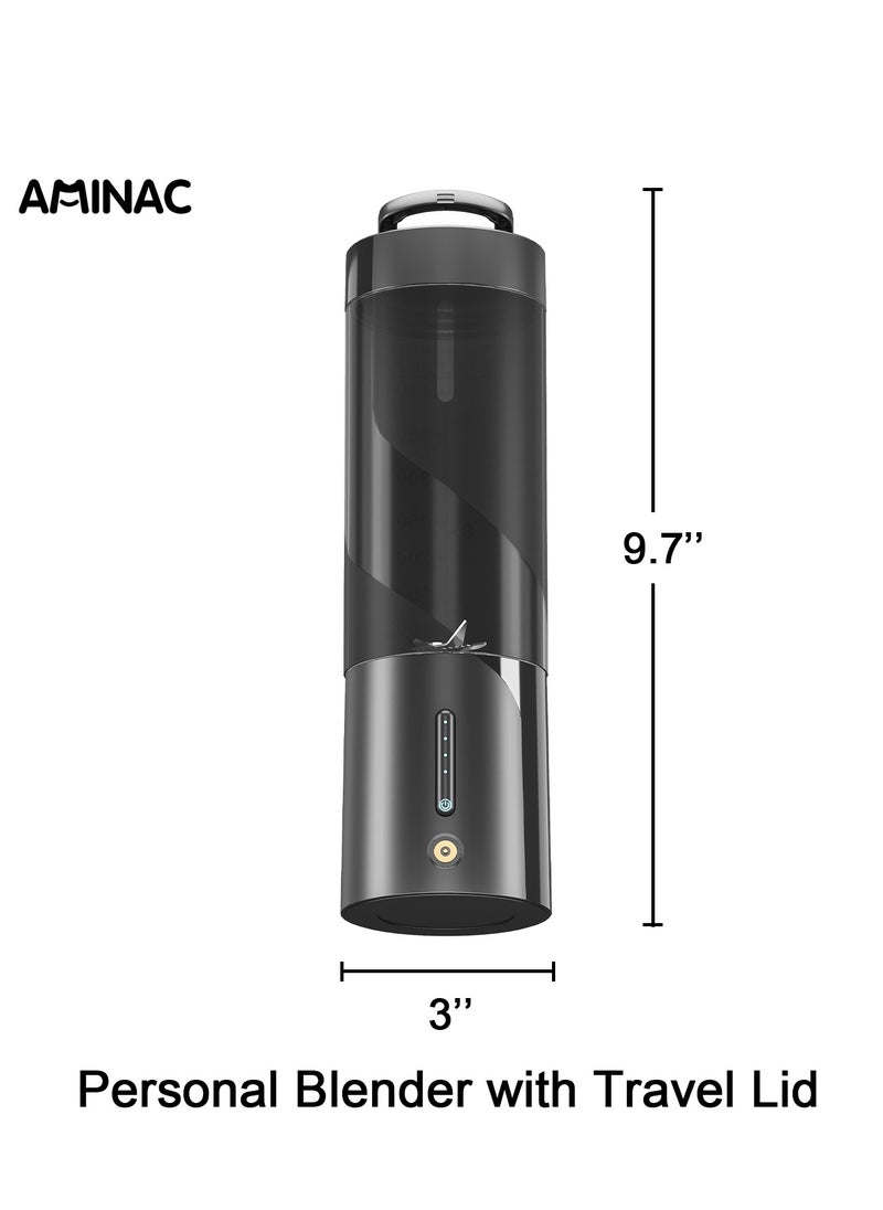 Portable Blender, Cordless Blender for Shakes and Smoothies with 16 Oz Cup and Leakproof Lid, Durable Stainless Steel Blades for Powerful Blending Performance, Magnetic Rechargeable, Black