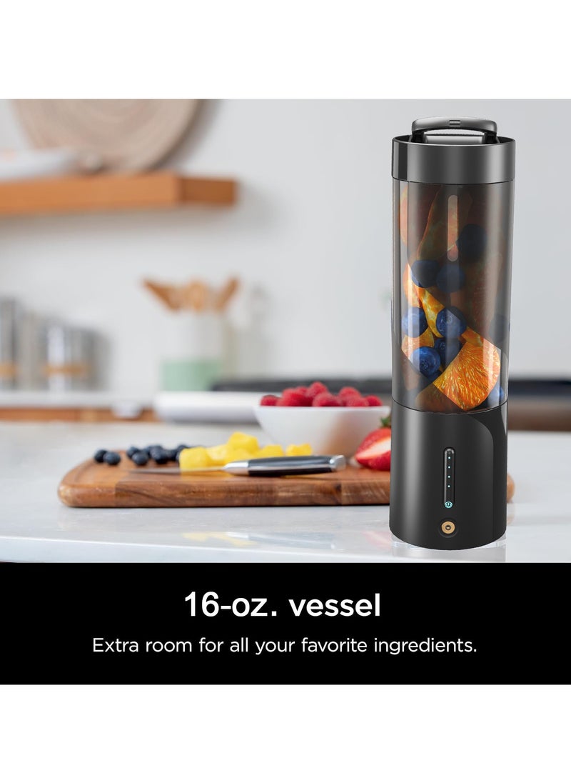 Portable Blender, Cordless Blender for Shakes and Smoothies with 16 Oz Cup and Leakproof Lid, Durable Stainless Steel Blades for Powerful Blending Performance, Magnetic Rechargeable, Black