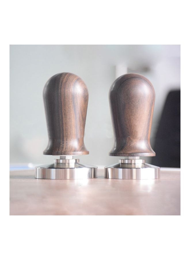 Wooden Coffee Tamper Brown/Silver 100x42x51mm