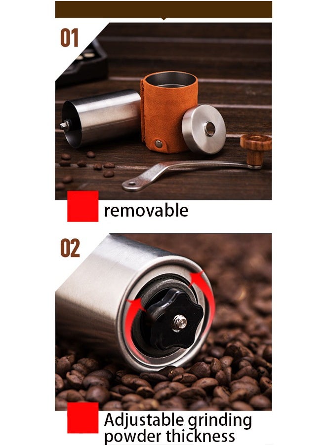 Manual Coffee Grinder, Stainless Steel Coffee Bean Grinder, Adjustable Burr Coffee Grinder, Portable Coffee Grinders for Home Use, Office, Travel and Camping