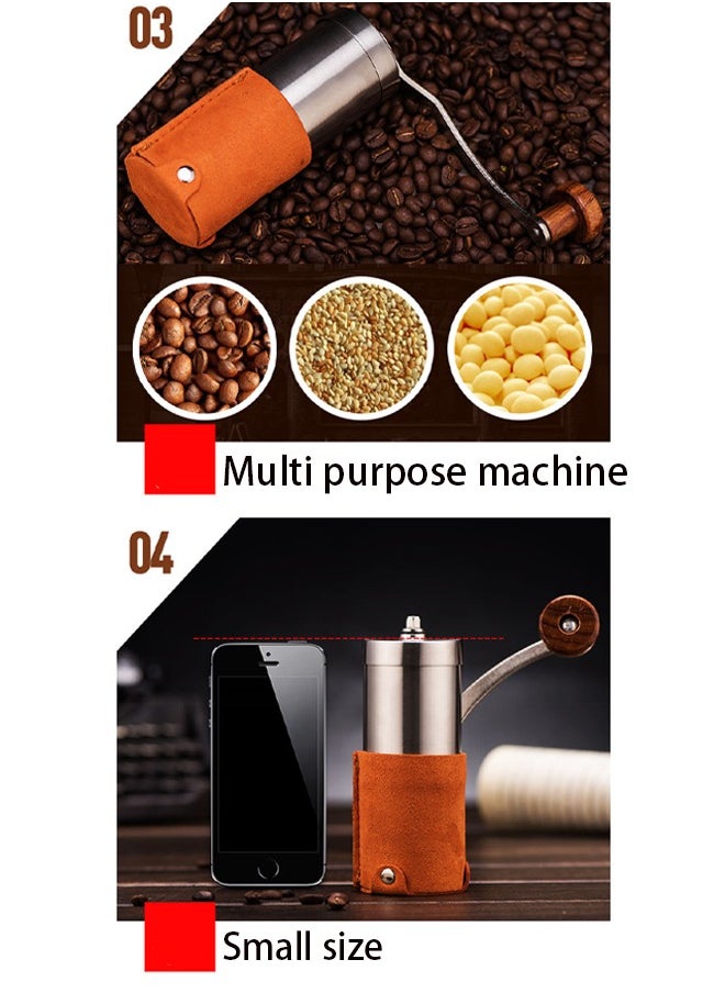 Manual Coffee Grinder, Stainless Steel Coffee Bean Grinder, Adjustable Burr Coffee Grinder, Portable Coffee Grinders for Home Use, Office, Travel and Camping