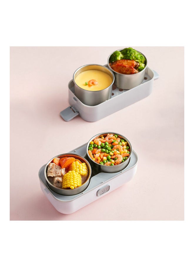 Double Layer Electric Lunch Box Grey/White 25x15cm