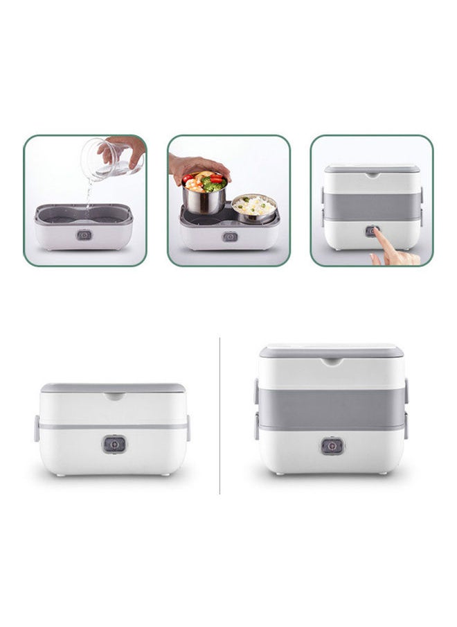 Double Layer Electric Lunch Box Grey/White 25x15cm