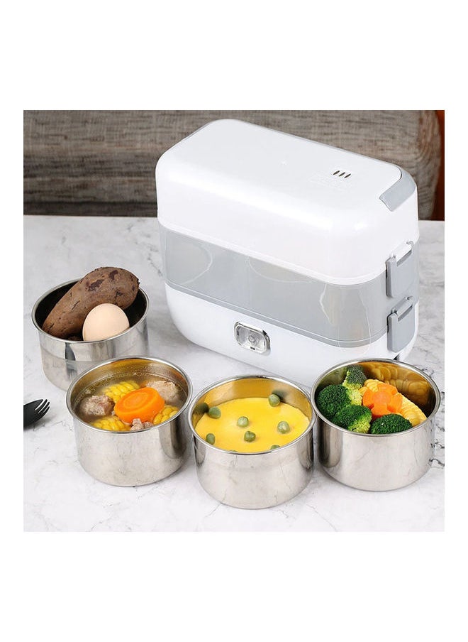 Double Layer Electric Lunch Box Grey/White 25x15cm