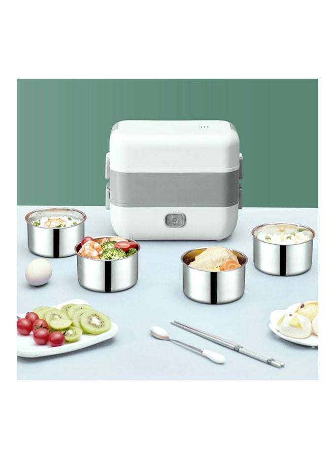 Double Layer Electric Lunch Box Grey/White 25x15cm