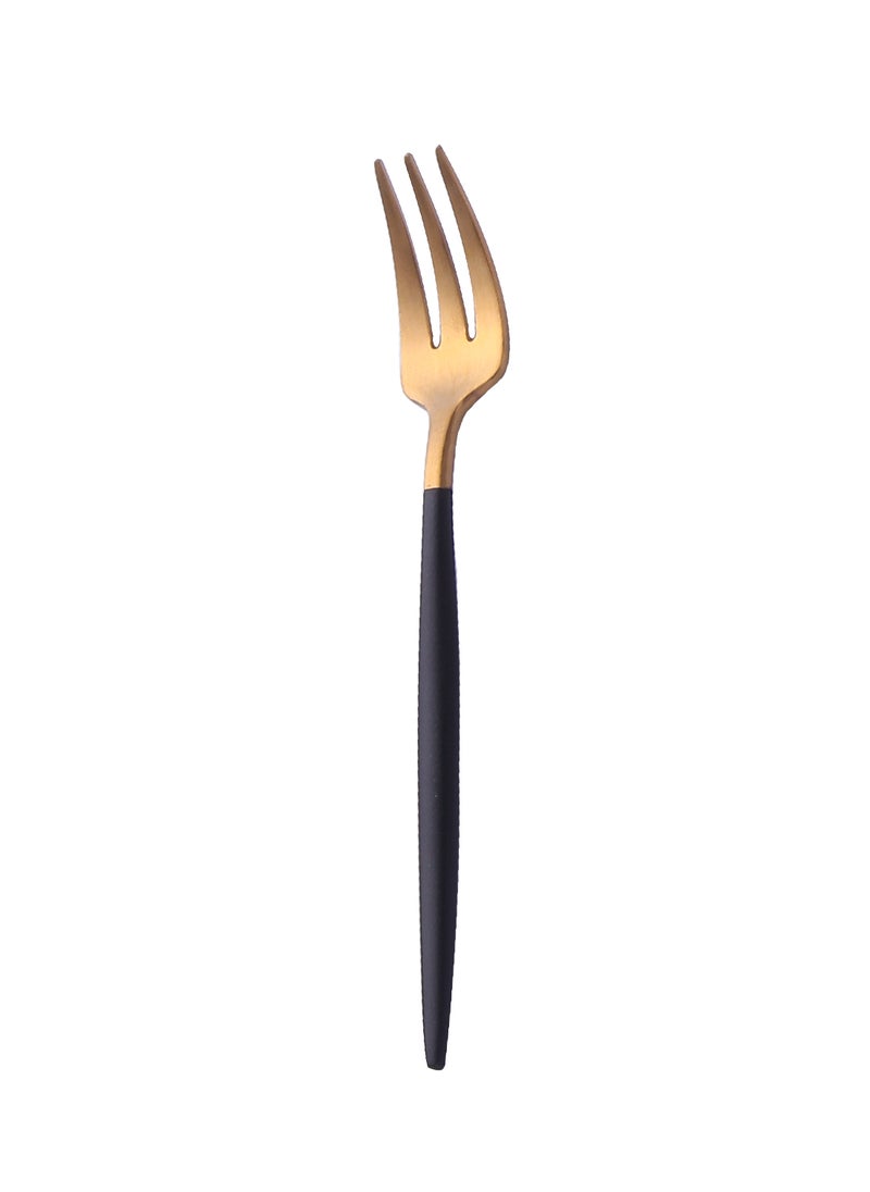 6-Piece Stainless Steel Matt Polish Cake Fork Set Gold/Black 13.3centimeter