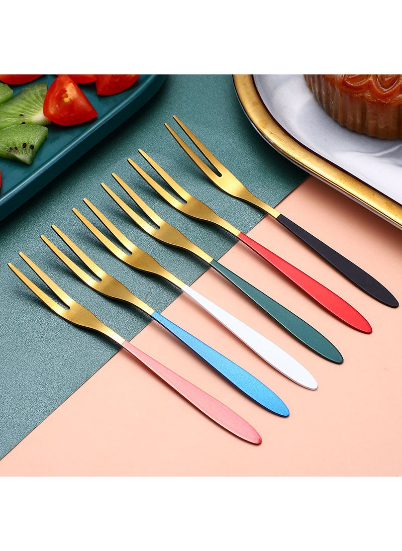 5-Piece Fruit Salad Fork Set Blue 13.2cm