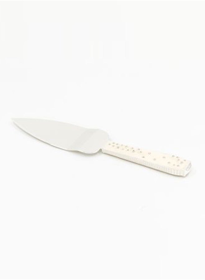 2-Piece Cake Knife Set White/Silver 1xCake Shovel 13x37x3, 1xLarge Knife 20cm
