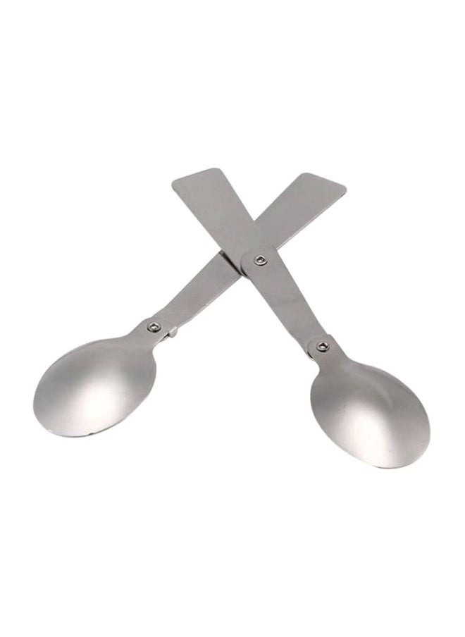 2-Piece Foldable Spoon Set Silver 16cm