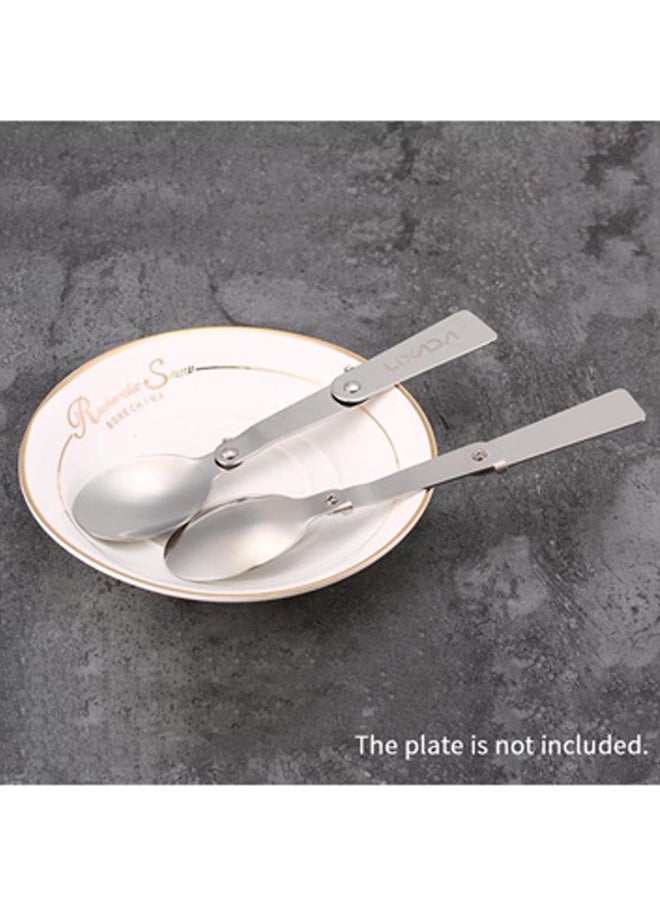 2-Piece Foldable Spoon Set Silver 16cm