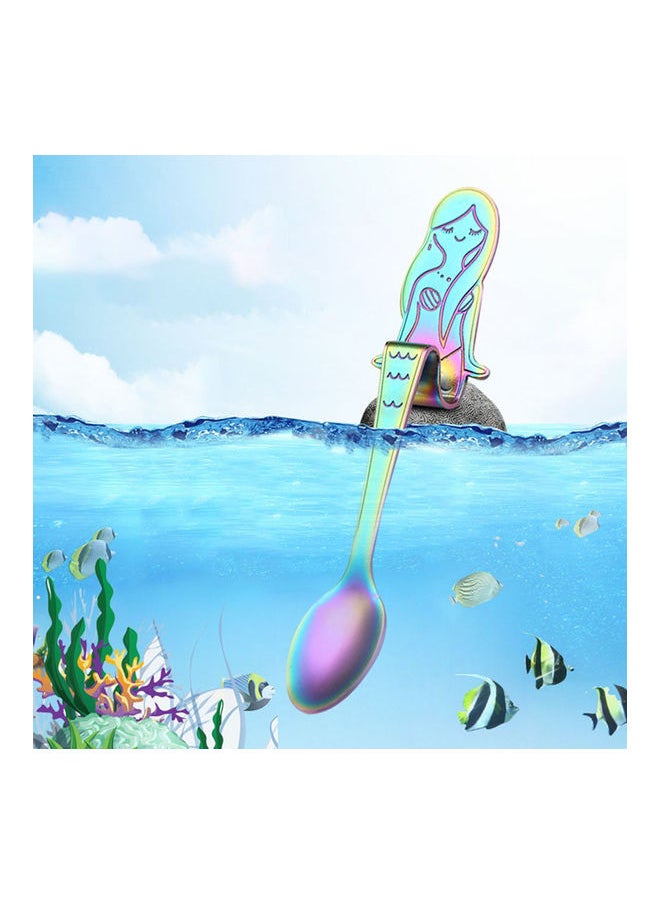Cute Mermaid Face 304 Stainless Steel Spoon Multicolour