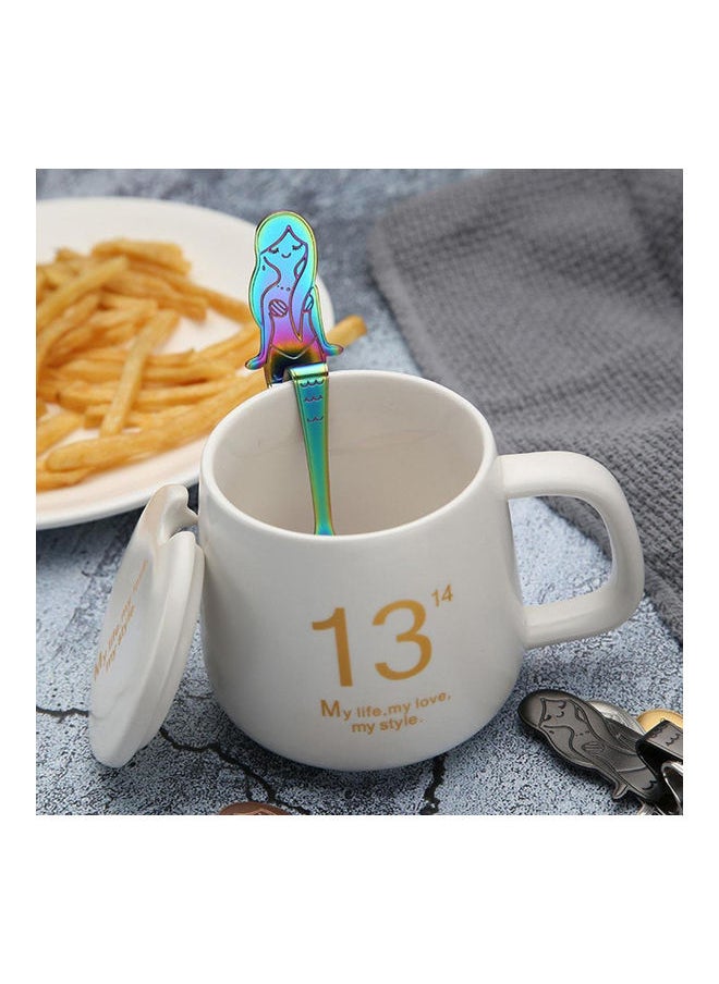 Cute Mermaid Face 304 Stainless Steel Spoon Multicolour