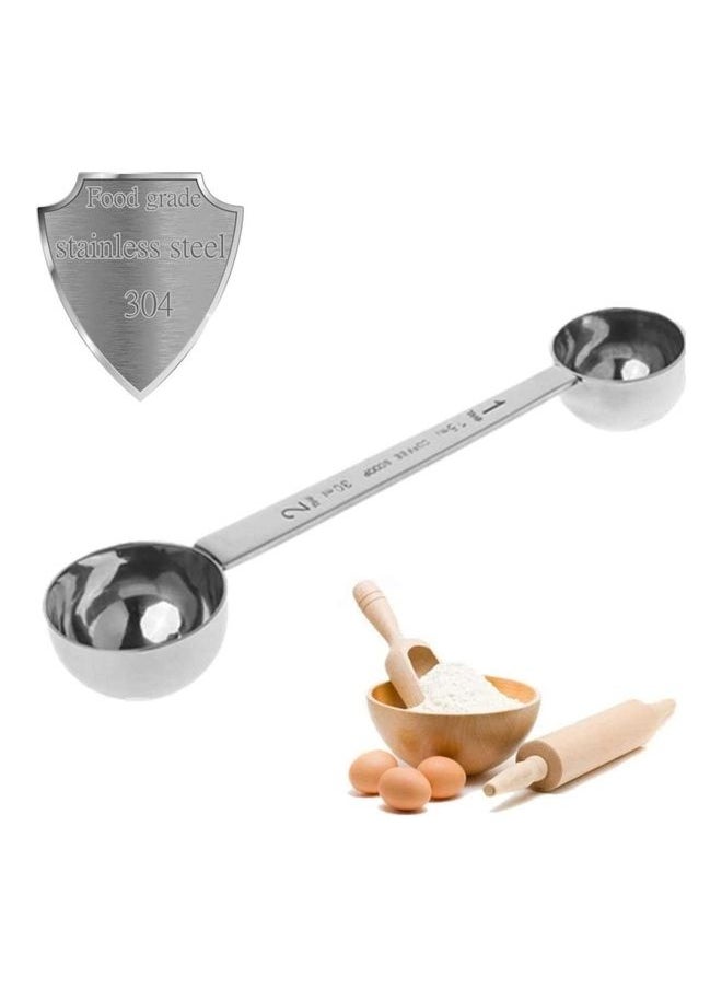 2-In-1 Stainless Steel Coffee Scoop  Spoon Silver