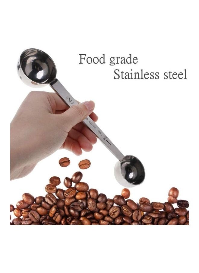 2-In-1 Stainless Steel Coffee Scoop  Spoon Silver