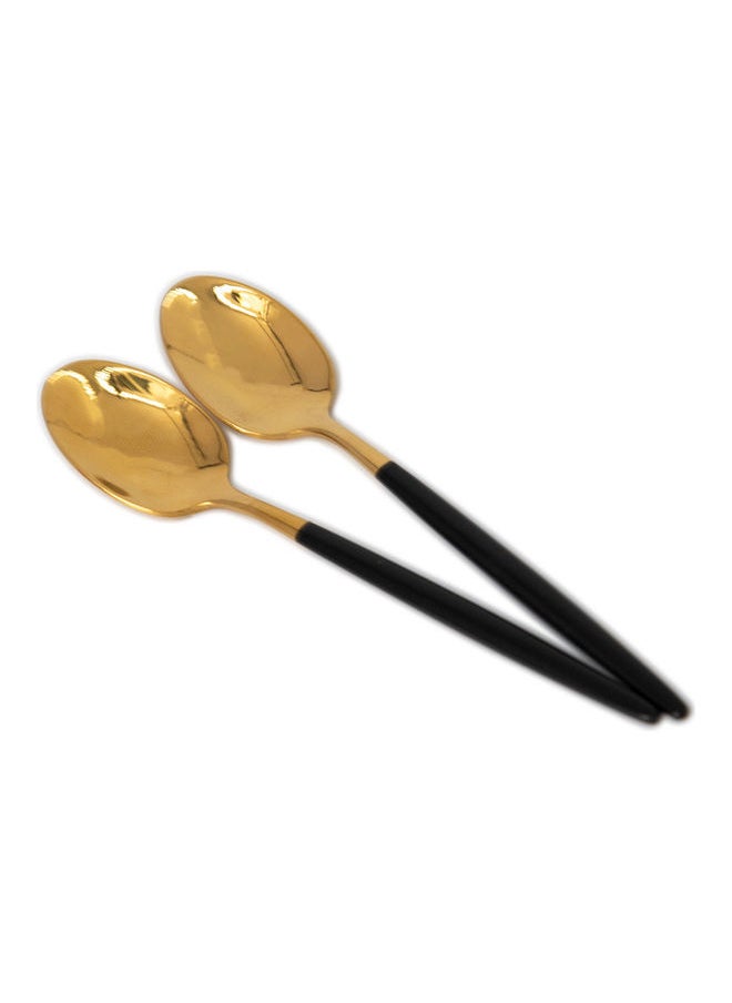 6-Piece Set of Spoons Black/Golden 13 x 1 x 2cm