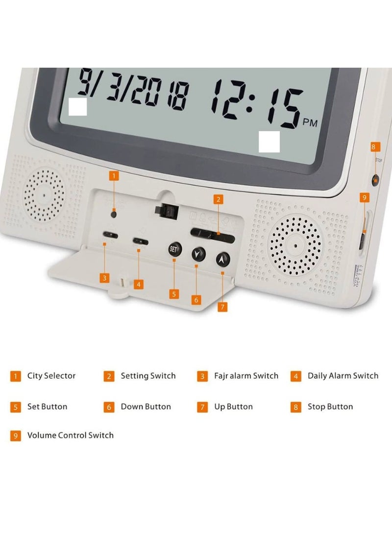 Digital Desk Azan Clock,Al-Harameen,Azan Clock,Prayer Times Table Clock,Digital Alarm,HA-4010