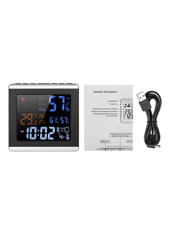 LCD Digital Thermometer Hygrometer Alarm Clock Black