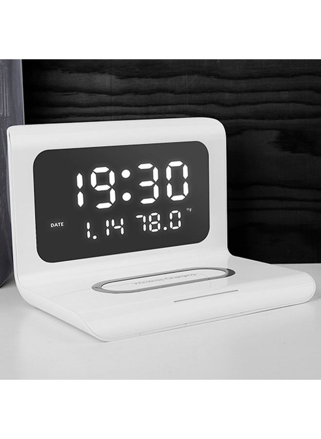 Digital Alarm Clock With Wireless Chargings Led Time Temperature Black 17.5 x 12.5 x 12.6cm