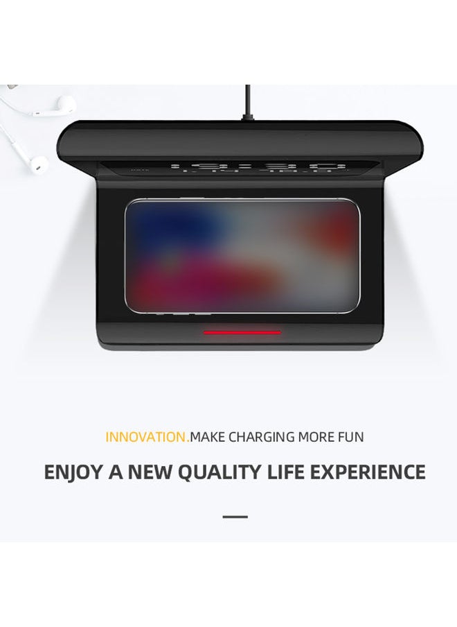 Digital Alarm Clock With Wireless Chargings Led Time Temperature White 17.5 x 12.5 x 12.6cm