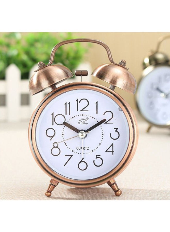 Double Bells Bedside Alarm Clock Gold/White/Black 8x4.5x12cm