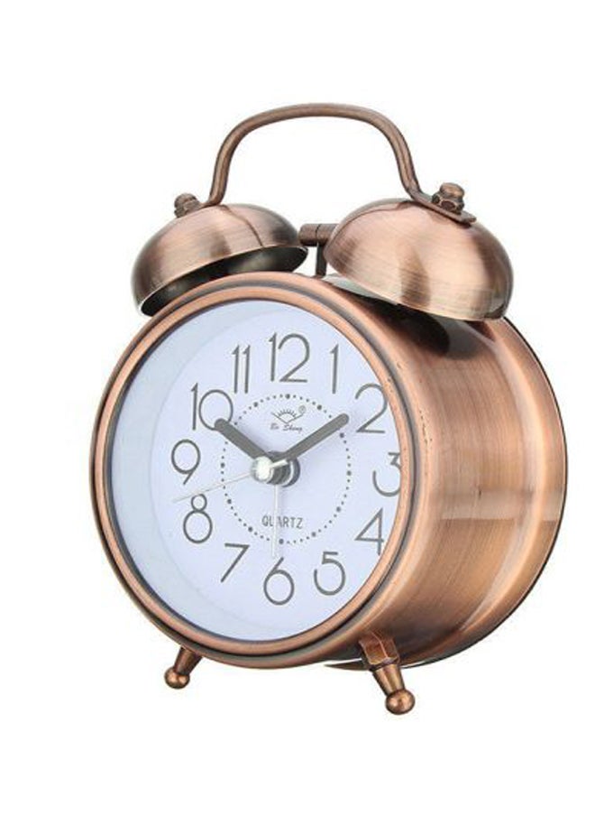 Double Bells Bedside Alarm Clock Gold/White/Black 8x4.5x12cm