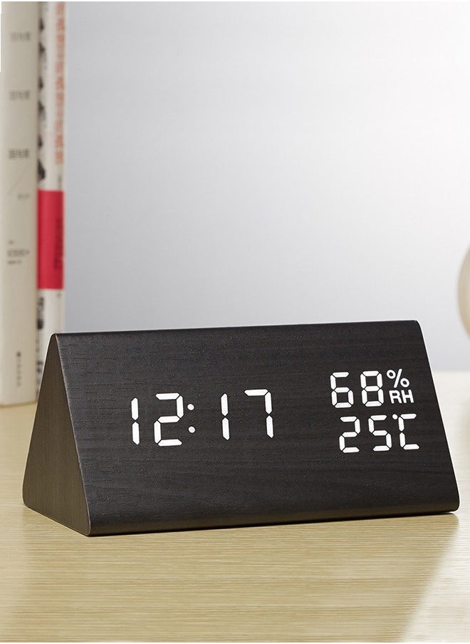 Smart Digital Alarm Clock with Date and Temperature ,Bedside Desk Table Electronic Clock Battery Operated Mute Luminous Triangle Alarm Clock with Adjustable Light  ,Suitable for Students and Children