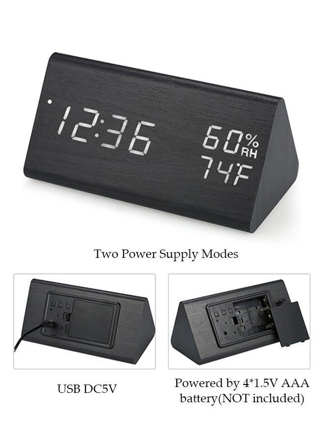 Smart Digital Alarm Clock with Date and Temperature ,Bedside Desk Table Electronic Clock Battery Operated Mute Luminous Triangle Alarm Clock with Adjustable Light  ,Suitable for Students and Children